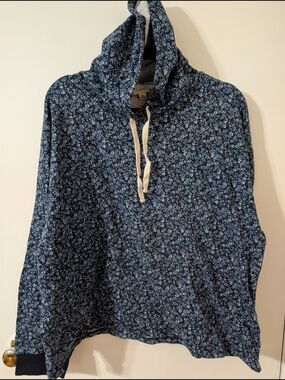 Blue Floral Pullover Hoodie